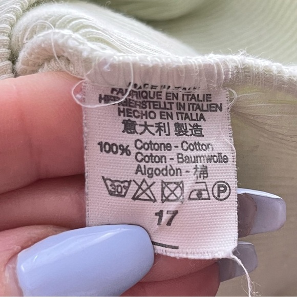 Brandy Melville Light Green Ribbed Button Up Cropped Short Sleeve Henley - Picture 8 of 8